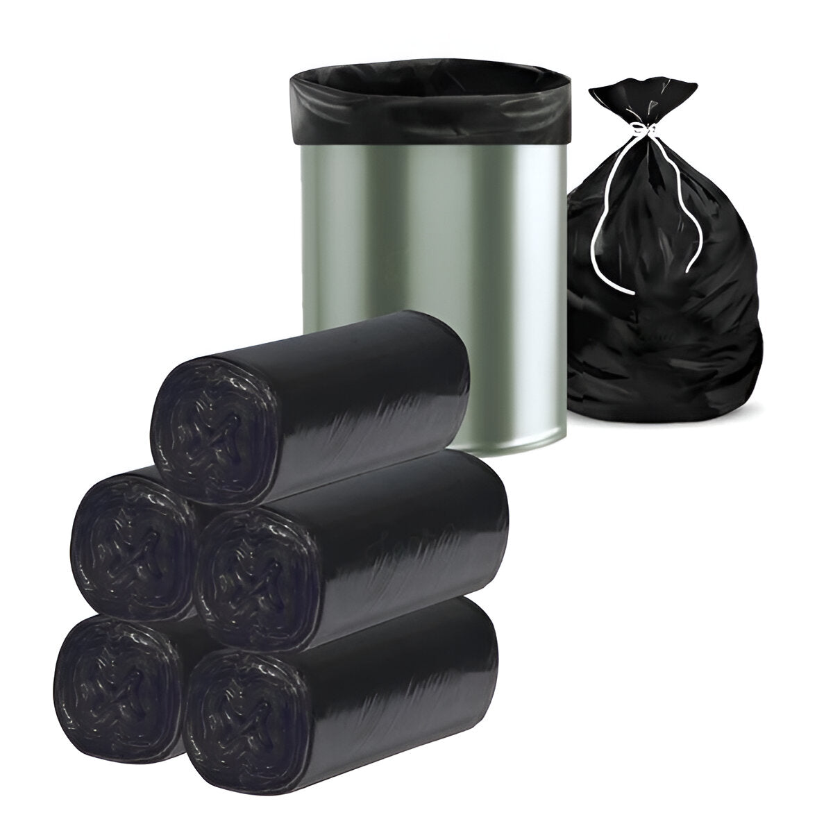 Solvora Garbage Bags β Strong & Leak-Proof Dustbin Bags for Home & Office | Medium | 90 Count | 30 Bags X 3 Rolls | For Wet Waste | Black