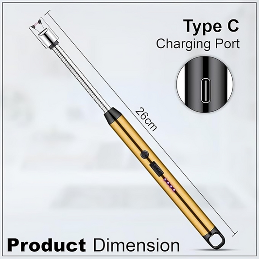 Gas Lighter for Kitchen Use | C-Type Rechargeable Electric Lighter Stove & Candle Lighter with USB Charging Port 400 Uses in Single Charge