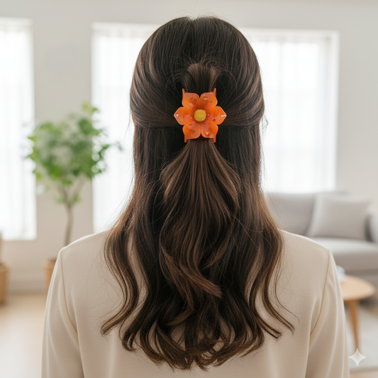 Solvora Claw Clips Elegant Hawaiian Flower Hair Claw Clips - Large, Non-Slip, Strong Hold For Thick & Thin Hair - Vintage Style Flower Clips For Women and girls, Daily Use, Travel, Gifting, Multicolor(6 pieces)