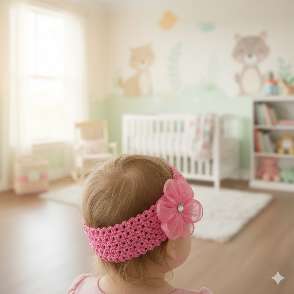 Baby Girls Headband Chiffon Flower Soft Stretchy Hair Band Hair Accessories for Baby Girls Newborns Infants Toddlers and Kids(set of 4)