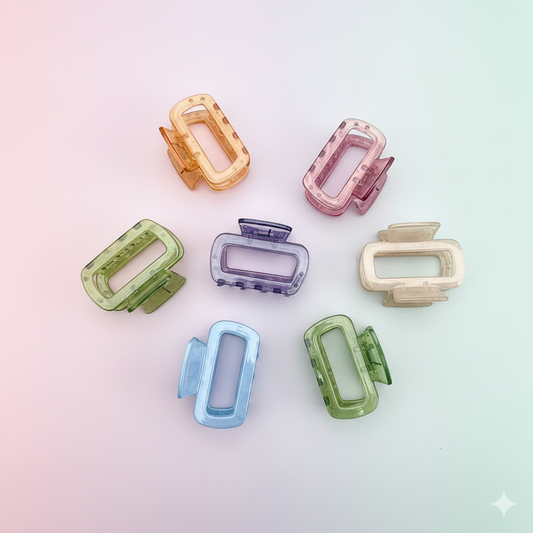 Minimalist Square Hair Claw Clips - Perfect For Thin To Medium Hair - Hollow Design, Solid Color- Hair Claw Clip - Hair Accessories For Women/Girls(Set of 6 Pieces))