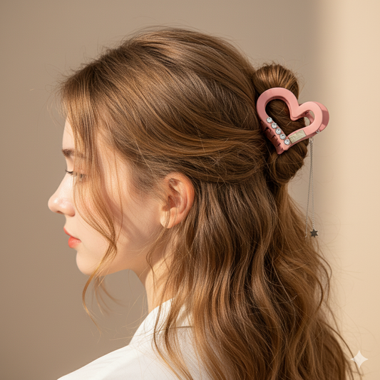 Heart Shape Design Hair Claw Clips, Non-Slip Matte Finish Love Hair Clutcher Barrettes For Women Girls Thick & Thin Hair, Plastic Material Non Slip Jaw Juda Bun Clips Pack-6 Brand: RHOSYN