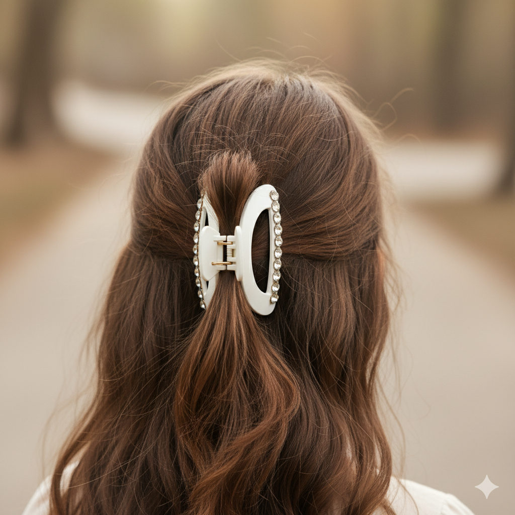 Sparkling Rhinestone Mini Claw Clips (Set of 6) - Elegant Jewel-Embellished Hair Accessories for Women & Girls and Thin Hair, Strong Hold Hair Clip