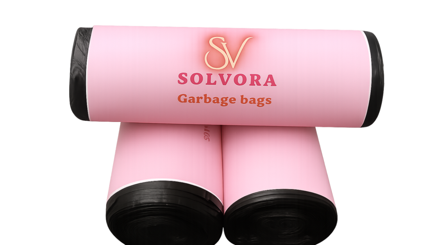 Solvora Garbage Bags β Strong & Leak-Proof Dustbin Bags for Home & Office | Medium | 90 Count | 30 Bags X 3 Rolls | For Wet Waste | Black
