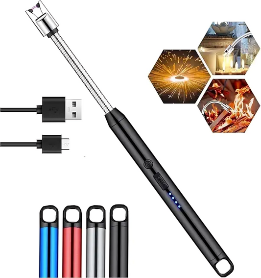 Gas Lighter for Kitchen Use | C-Type Rechargeable Electric Lighter Stove & Candle Lighter with USB Charging Port 400 Uses in Single Charge