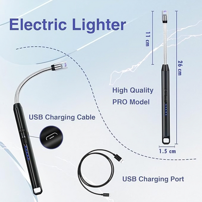 Gas Lighter for Kitchen Use | C-Type Rechargeable Electric Lighter Stove & Candle Lighter with USB Charging Port 400 Uses in Single Charge