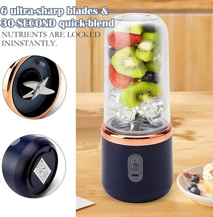 Portable Blender Electric Juicers Fruit Mixers USB Rechargeable Smoothie Mini Personal Juicer 6 Blades 3Gears With 1500 Mah Rechargeable Battery-Smoothie Blender