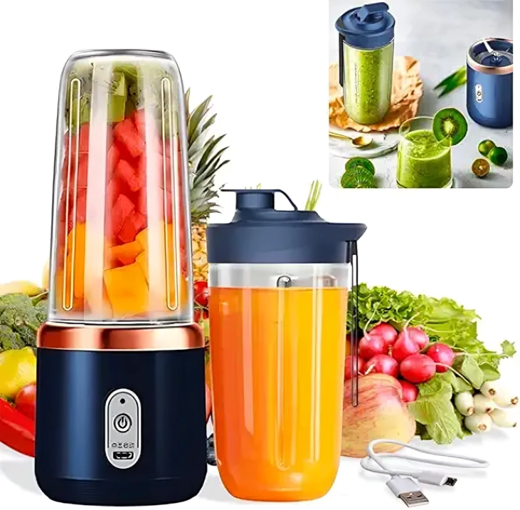 Portable Blender Electric Juicers Fruit Mixers USB Rechargeable Smoothie Mini Personal Juicer 6 Blades 3Gears With 1500 Mah Rechargeable Battery-Smoothie Blender
